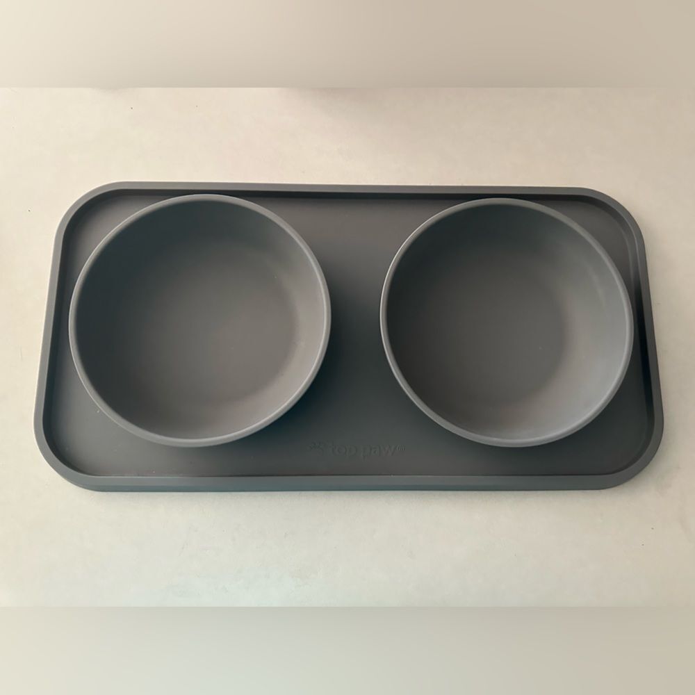 Top Paw - Gray silicone dog bowl set